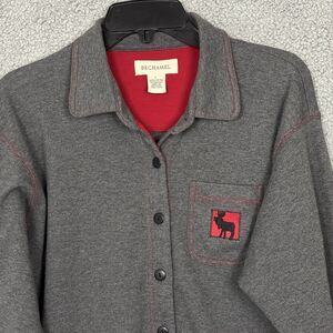 Bechamel Collared Button Shirt Women Large Long Sleeve Top Gray comfort, staple